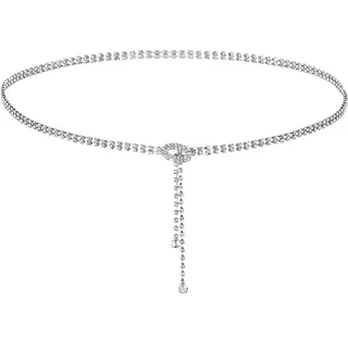 LLOUSSAK 1 Stück Glitzer Gürtel,Strass Gürtel,Verstellbarer Glitzer Taillengürtel,Kettengürtel Silber,Glitzergürtel Kleid,Damen Glitzergürtel für Abendkleid,Strass Taillengürtel,Jean,Kleider(110cm)