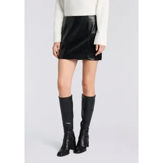 HUGO BOSS HUGO Blue Minirock »Reklus«, in Lederoptik, durchgehender Reißverschluss