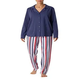 Schiesser Damen Pyjama Lang Pyjamaset, Jeansblau, 38