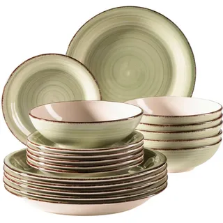 Mäser Tafelservice , Olivgrün , Keramik , 18-teilig , Geschirr, Geschirrsets, Tafelservice
