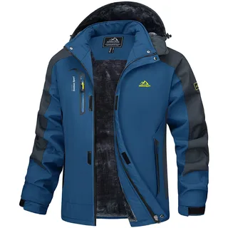 MAGCOMSEN Winterjacke Herren Warm Gefüttert Skijacke Wasserdicht Regenjacke Snowboardjacke Outdoor Funktionsjacke Arbeitsjacke mit Abnehmbarer Kapuze