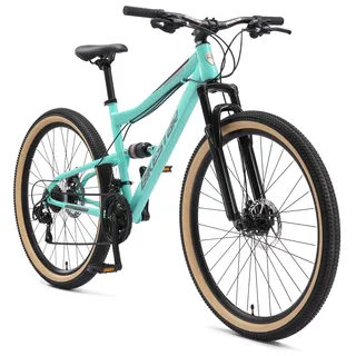 BIKESTAR Fully Mountainbike 27,5 Zoll | 17 Zoll Rahmen, 21 Gang Shimano Schaltung, Scheibenbremse | Mint - Türkis