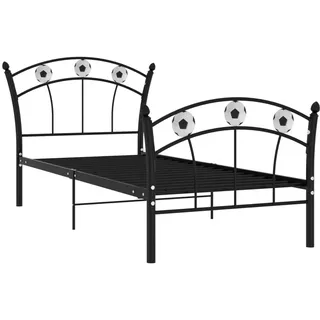 vidaXL Einzelbett mit Fußball-Design Schwarz Metall 90x200 cm - Schwarz