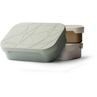 MAMEIDO Brotdose Edelstahl 800 ml, mit flexiblem Trenner & Silikondeckel, Lunchbox Erwachsene, leichte Vesperbox Kinder, Brotbox Kinder mit Fächern (Desert Sage)