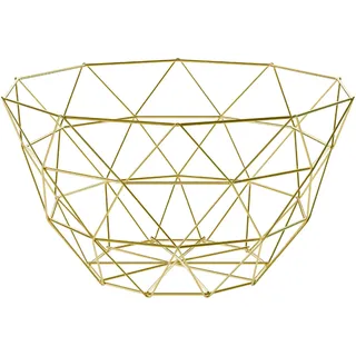 Agyo Obstschale Metall Gold - Obstkorb Obstkorb Obstschale Modernes Design für Küche und Tisch - Durchmesser 26 cm, Höhe 14 cm - Dekoschale aus goldenem Eisendraht