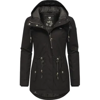 Wintermantel RAGWEAR "Winterjacke Monadis Black Label", Damen, Gr. L, schwarz (schwarz22), Obermaterial: 65% Polyester PES. 35% Baumwolle CO.  Obermaterial: Futter: 100% Polyester PES. 100% Polyester PES., Mäntel Wintermantel