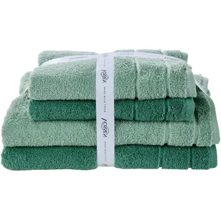 Vossen Frottierset , Dunkelgrün, Hellgrün , Textil , Uni , hochwertige Qualität , Heimtextilien, Badtextilien, Handtuchsets