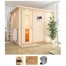 Bild Sauna »Gitte«, (Set), 9-kW-Bio-Ofen mit externer Steuerung beige