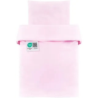 MAKIAN Baby Bettwäsche Set - 80x80 cm / 35x40 cm - 2-teilige Kinderbettwäsche (Deckenbezug, Kissenbezug) aus 100% Baumwolle - passend für Babybett, Stubenwagen, Kinderwagen (Rosa)