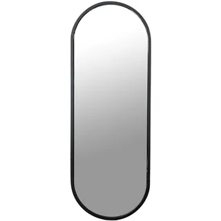 DRW Rechteckiger Wandspiegel mit halbrunden Kopfteilen aus Holz in Schwarz, 50 x 2 x 140 cm