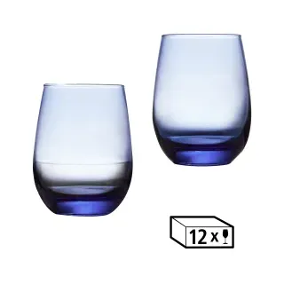 LIBBEY Wasserglas STEMLESS, 451 ml, Stilvolle Trinkgläser mit den Maßen Ø 9 x H 11,5 cm, 1 Karton = 12 Stück, Farbe: blau getönt