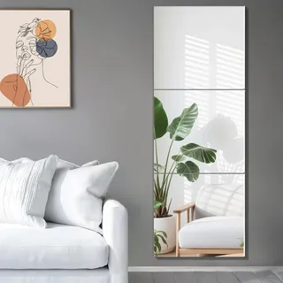 JMITHA Wandspiegel Spiegelfliesen Selbstklebend HD Glasspiegel 3 Stück 40x40cm Klebespiegel Dekorative Wandspiegel Rahmenlos Groß Spiegel für Badzimmer Wohnzimmer Tür