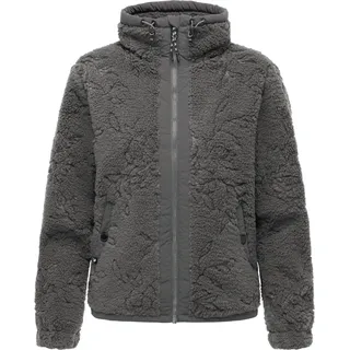 Kapuzensweatjacke RAGWEAR "Plüschjacke Nordicka II", Damen, Gr. S, grau (stone grau), Obermaterial: 100% Polyester PES. Futter: 100% Polyester PES., Sweatjacken Kapuzensweatjacke