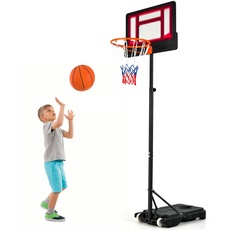 GOPLUS Basketballständer, Basketballanlage höhenverstellbar 154 bis 210 cm, Korbanlage tragbar, Basketballkorb mit Ständer, für Kinder und Jugendliche