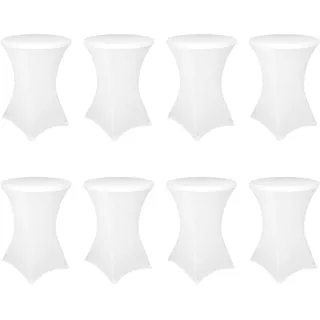 8er-Set Weiß Stretch Stehtisch Husse Ø 70-75 cm Verstärkung im Fußbereich & 40°C Waschbar, rutschfest & Bügelfreie, Stehtischhussen Stretch-Tischdecke für Stehtische und Bistrotische(70×110cm,Weiß)