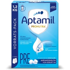 Aptamil Pronutra Anfangsnahrung Pre, von Geburt an, ohne Palmöl, mit schonendem Lactofidus Prozess, Vorratspack 1,2kg