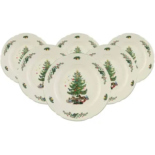 SELTMANN WEIDEN Speiseteller Marieluise Weihnachten 25,3 cm grün/weiß 6er Set