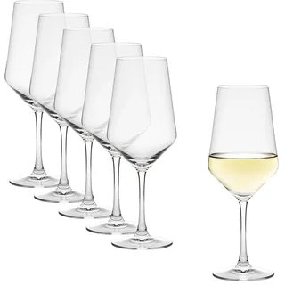 Spetebo Kristall Weißweinglas 6er Set 400 ml | kratzfest