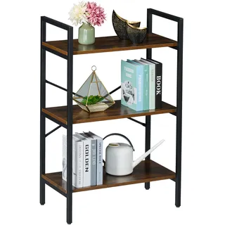 Relaxdays Bücherregal, Industrial, 3 Fächer, HxBxT: 92 x 60 x 32 cm, offenes Wohnzimmerregal, Standregal, braun/schwarz