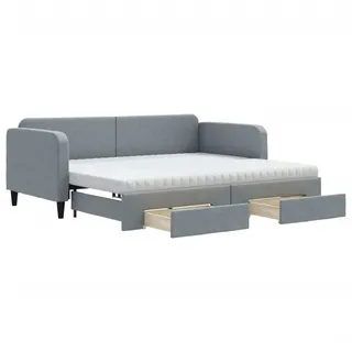 vidaXL Tagesbett Ausziehbar mit Schubladen Hellgrau 90x200 cm Stoff - Grau