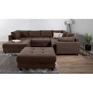 Collection AB Wohnlandschaft Polyester U-Form 2-Sitzer Braun