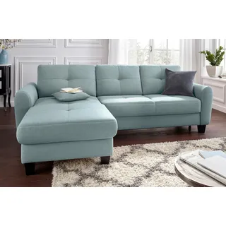 sit&more Ecksofa »Varese L-Form« mit Federkern, wahlweise mit Bettfunktion und Stauraum blau