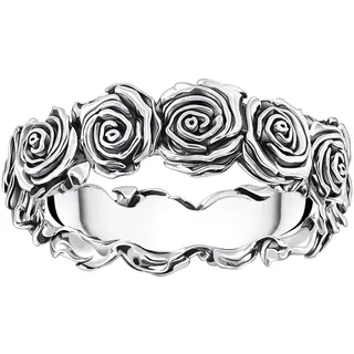 Fingerring THOMAS SABO "Ring Midnight Rose" Gr. 62, silber (silberfarben), Fingerringe, Damen, 62, Silber 925 (recycelt), 5,5mm, Fingerring