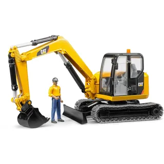 Bruder 02466 - Cat Minibagger mit Bauarbeiter 1:16