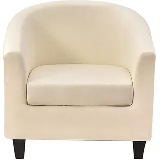 WWQQKJ Stretch-Bezug for Chesterfield-Sessel for 1 Sitzer, 2-teilig, einfarbig, rutschfest, for Cocktailsessel mit Sitzbezug for Bar, Wohnzimmer, Schlafzimmer, Club(Beige)
