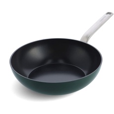 GreenPan Evolution Wokpfanne (28 cm),Hartanodisierte hochwertige gesunde keramische Antihaftbeschichtung, PFAS-frei, induktionsgeeignet, spülmaschinenfest, backofenfest, Tannengrün