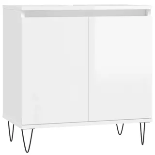 vidaXL Badschrank Hochglanz-Weiß 58x33x60 cm Holzwerkstoff - Weiß
