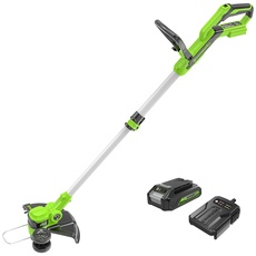 Greenworks 24V Akku Rasentrimmer für kleine bis mittelgroße Gärten, 30 cm Schnittbreite, automatischer Vorschub 1,65 mm Nylon Faden, 24V 2Ah Akku & Ladegerät, 3 Jahre Garantie G24LT30K2