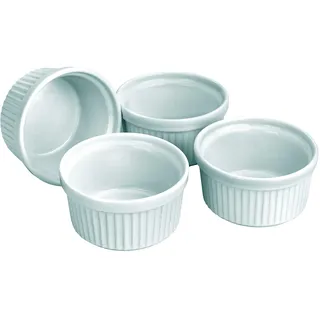 Ibili 230010 Soufleform, 4-er Set, weiss, aus Keramik, Serie Ceràmica, Höhe 5 cm, 0,17 Liter