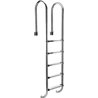 Mucola Poolleiter SilberSchwimmbad Leiter Einbauleiter Pooltreppe Schwimmbadleiter Hochbeckenleiter - 5 Stufen