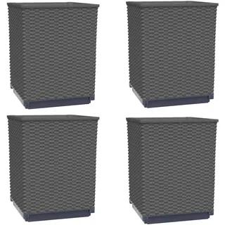 vidaXL Pflanzkübel 4er set Schwarz 30/30/37 Cm Polypropylen , Kunststoff , Rechteckig , 30x37x30 cm , Gartenzubehör, Hochbeete