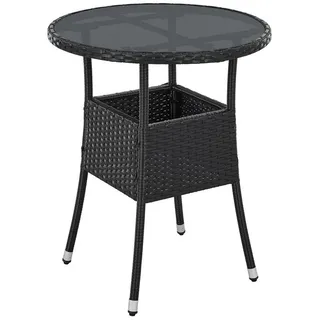 Juskys Gartentisch Yoro schwarz 60 cm , Schwarz , Kunststoff , 60x73x60 cm , Gartenmöbel, Gartentische