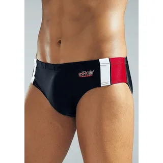 Badeslip H.I.S, Herren, Gr. 4, N-Gr, weiß (schwarz, rot, weiß), Polyamid, Badehosen Badeslip, mit Kontrasteinsätzen