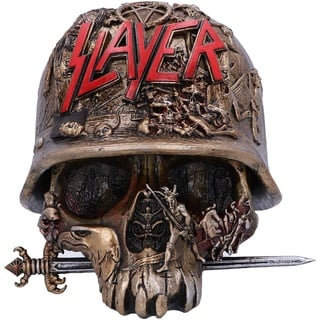 Nemesis Now Skull Box 17.5cm Offiziell lizenzierte Schmuckkästchen mit Totenkopf-Logo von Slayer Eagle, Harz, Gold, 17,5 cm