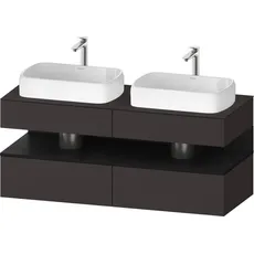 Duravit Qatego Konsolenwaschtischunterbau, 2 Auszüge, 2 Schubkästen, 2 Ausschnitte, 1400x550x600mm, Nische Eiche Schwarz, QA4767016, Farbe: graphit supermatt