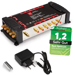 Opticum Red Opticum 5/12 Multischalter für den Empfang Einer Satellitenposition an bis zu 12 Teilnehmer/vergoldete Kontakte / 4K, 3D, UHD tauglich/Quattro LNB. geeignet