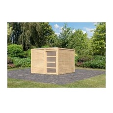 Karibu Holz-Gartenhaus Cuadrado - Flachdach Unbehandelt 272 cm x 272 cm