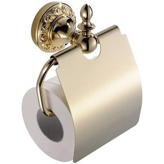 CASEWIND Klorollenhalter Gold, Toilettenpapierhalter Wandmontage, Wand WC Papierhalterung mit Deckel Messing zum Bohren