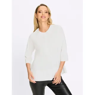 Klassische Bluse HEINE, Damen, Gr. 50, weiß, 97% Baumwolle, 3% Elasthan, unifarben, Rundhals, Blusen Klassische Bluse