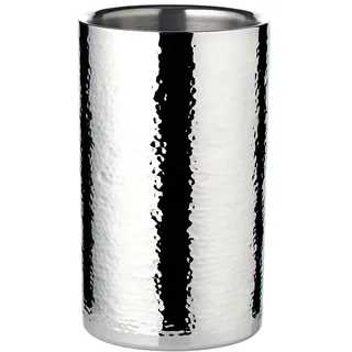 EDZARD Flaschenkühler Nebraska, Höhe 20 cm, Durchmesser 12 cm, für 1 Flasche, doppelwandig, Edelstahl hochglanzpoliert, fein gehämmert, Handarbeit - Getränkekühler, Weinkühler, Sektkühler