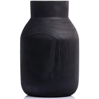 Schwarze Holzvase, Schwarze Vasen für Dekoration, Holzbodenvasen, dekorativ, hoch, rustikale Holzvasen für Dekoration, Tischdekoration, Vintage-Vase, Heimdekoration, Regal-Dekoration,