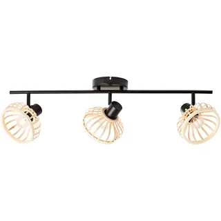 Brilliant Deckenstrahler »Norah« E14 1 Stk. 3 flammig, Bambus, schwenkbar -Nature Style- 71cm Breite - E14 Fassung, schwarz