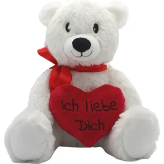 Plüschtier Kuscheltier Bär mit Herzchen beige Madchen Junge XXL 52cm Baby Kinder Kissen - Weiß
