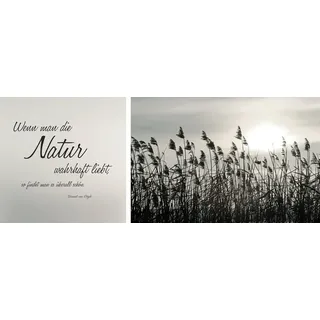 queence Leinwandbild »Natur« Blumen   Blumenbilder   Gräser   Kunst   Modern   Schriftzug   Schriftzüge   Spa   Spa Bilder   Sprüche   Sprüche & Texte Set, Premium-Leinwandstoff, Handarbeit aus Deutschland, Zitat, 2er Set, grau
