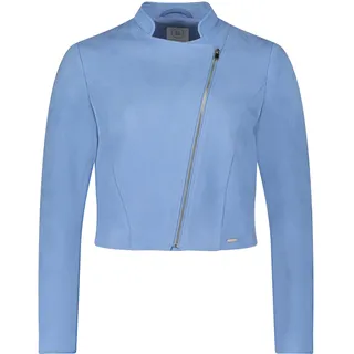 Jackenblazer BETTY & CO "Bikerjacke mit Stehkragen", Damen, Gr. 42, blau (hellblau), Obermaterial: 95% Polyester PES. 5% Elasthan EL., Blazer Jackenblazer
