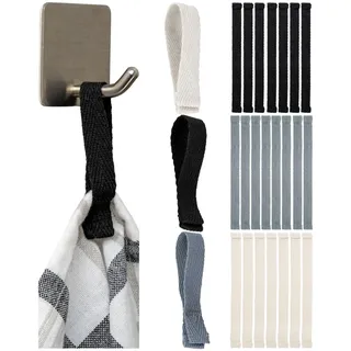 Handtuchaufhänger zum Annähen, 24 Stück, 150 x 12 mm Schlaufen, in Weiß, Grau, Schwarz, Aufhänger Laschen für Geschirrhandtuch, Bad Handtuch, Lappen, Dekoration, Camping Zubehör, Handtuchhalterung